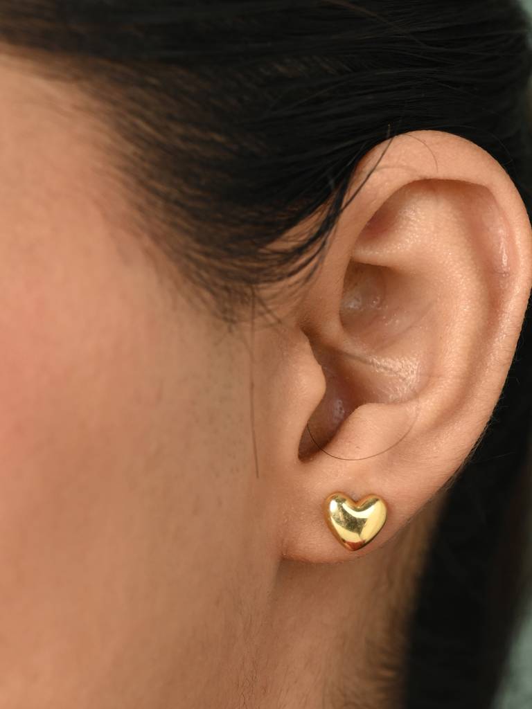 925 Sterling Silver Gold Plated Stella Golden Heart Stud Earrings Gift For Women & Girls : CSE36