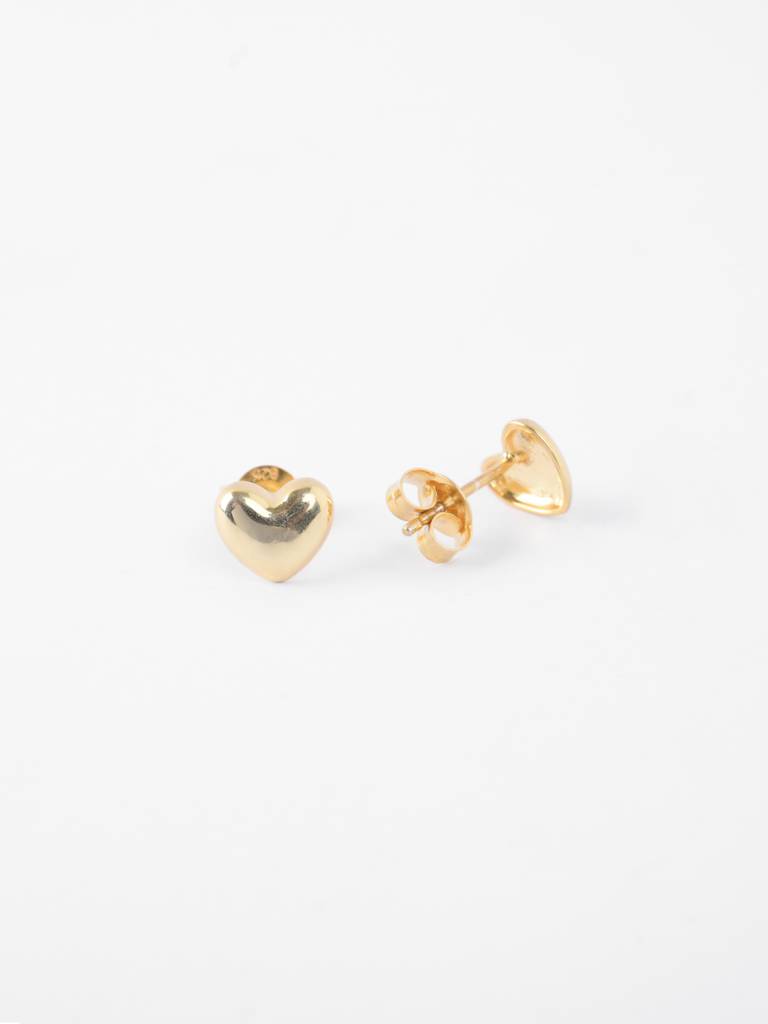 925 Sterling Silver Gold Plated Stella Golden Heart Stud Earrings Gift For Women & Girls : CSE36