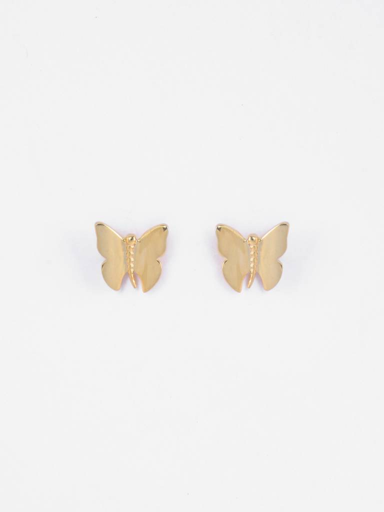 925 Sterling Silver Gold Plated Amber Golden Butterfly Stud Earrings Gift For Women & Girls : CSE38