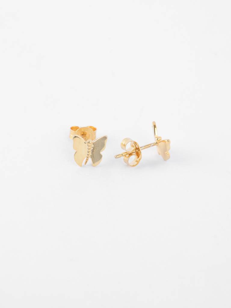 925 Sterling Silver Gold Plated Amber Golden Butterfly Stud Earrings Gift For Women & Girls : CSE38