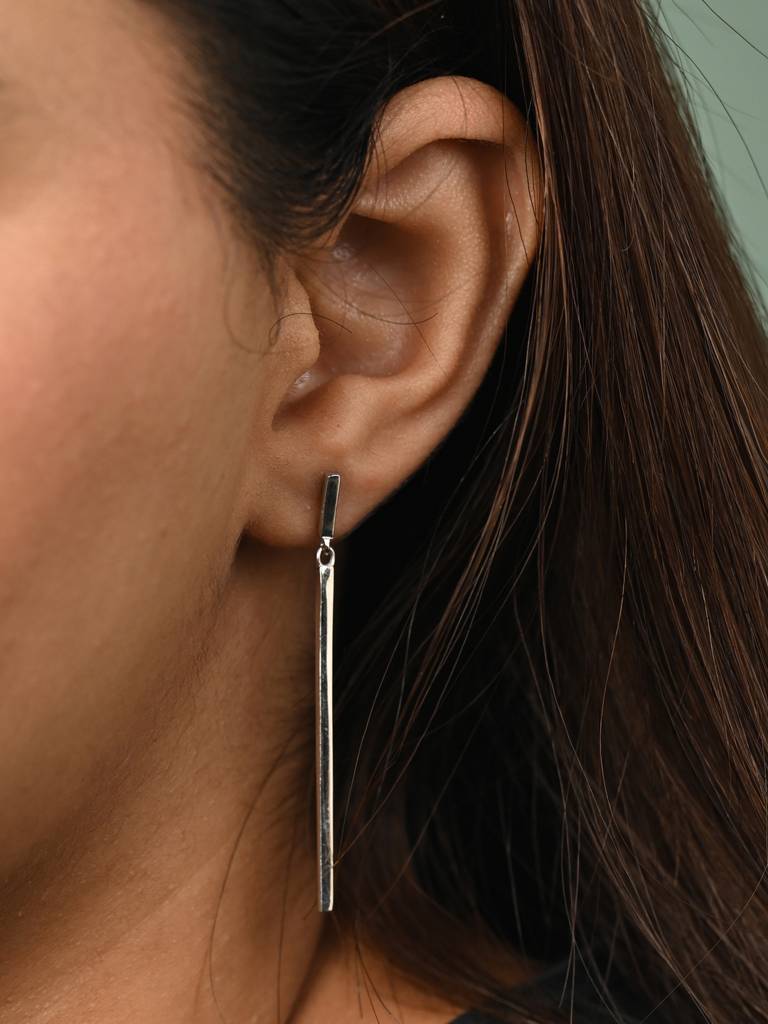 925 Sterling Silver Platinum Plated Sally Long Earrings Gift For Women & Girls : CSE41
