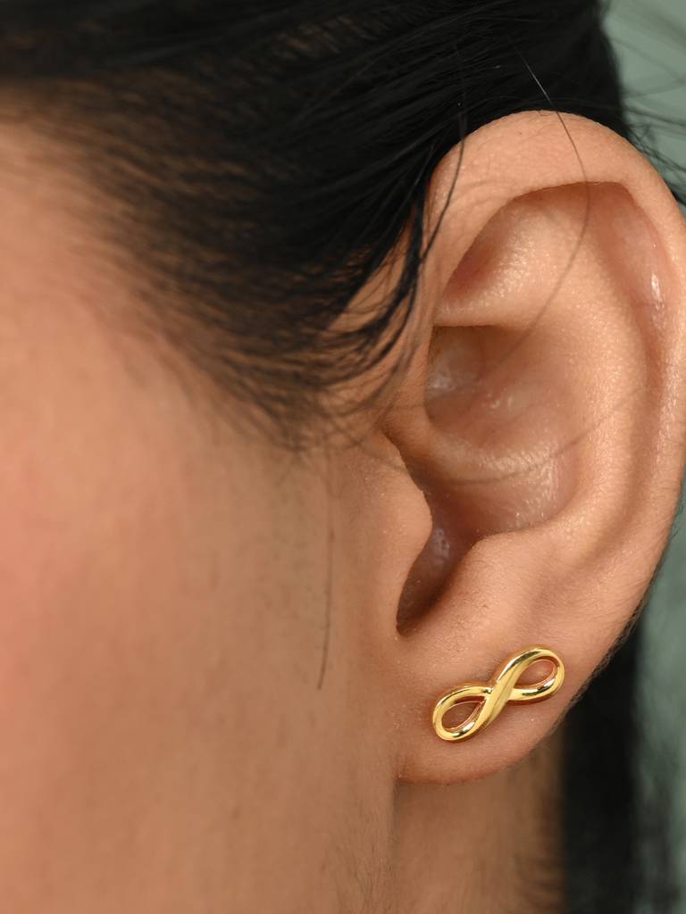 925 Sterling Silver Gold Plated Riley Golden Infinity Stud Earrings Gift For Women & Girls : CSE42