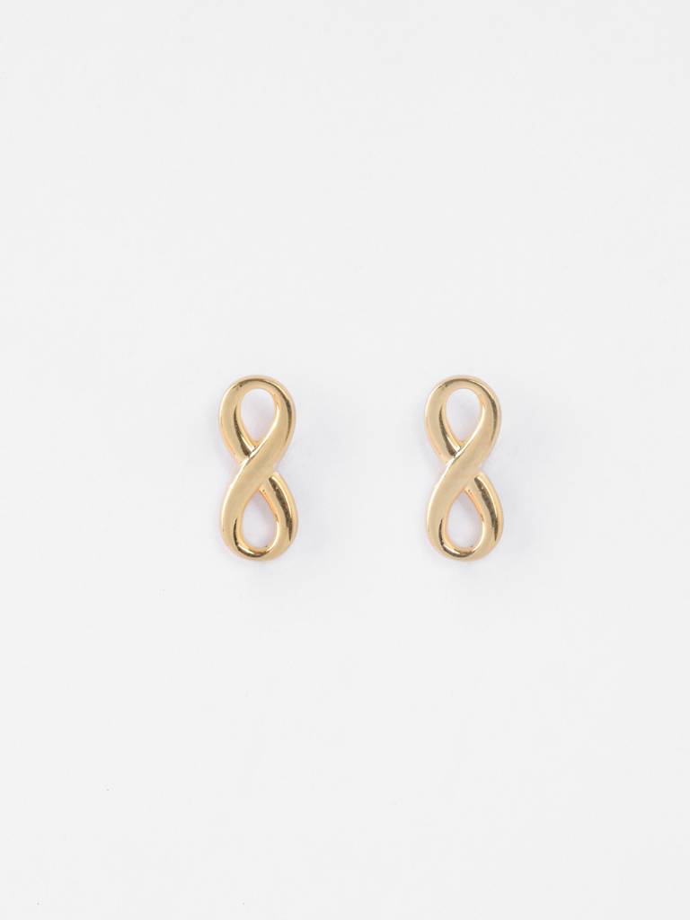 925 Sterling Silver Gold Plated Riley Golden Infinity Stud Earrings Gift For Women & Girls : CSE42