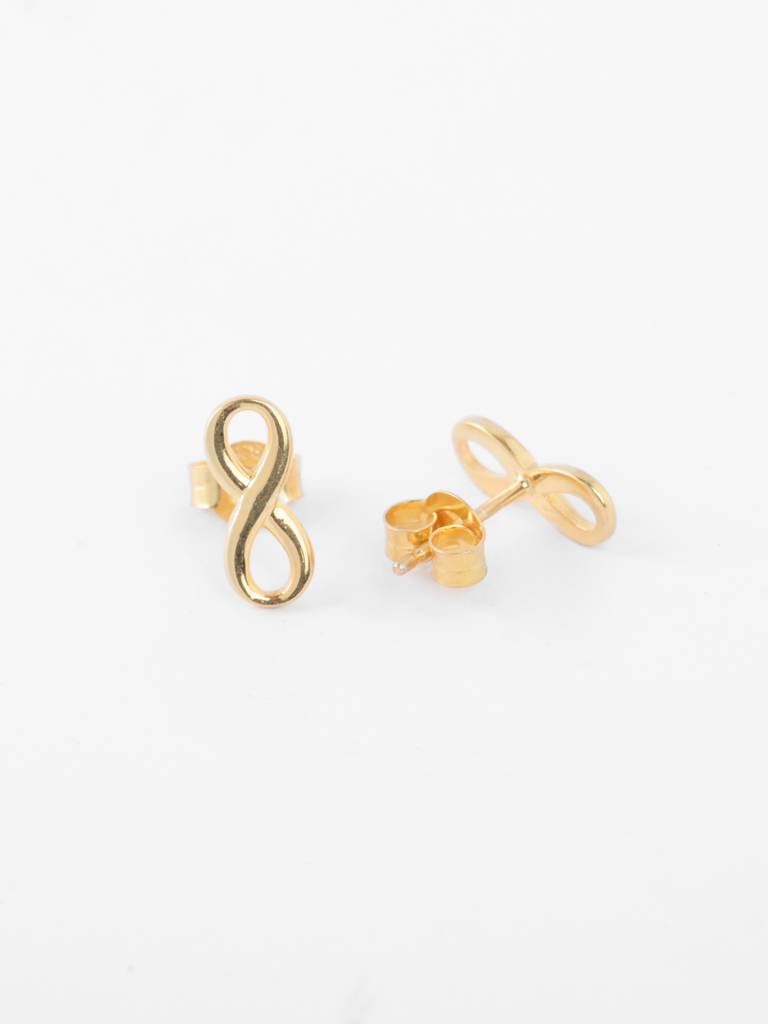 925 Sterling Silver Gold Plated Riley Golden Infinity Stud Earrings Gift For Women & Girls : CSE42