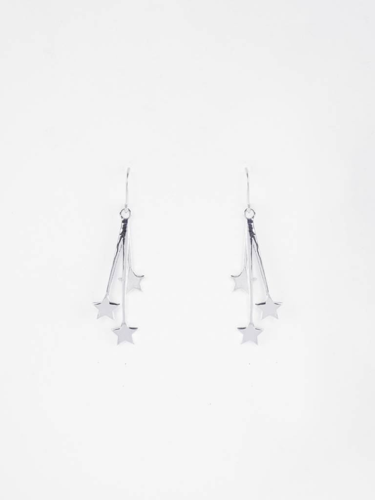 925 Sterling Silver Platinum Plated Marley Star Long Earrings Gift For Women & Girls : CSE43