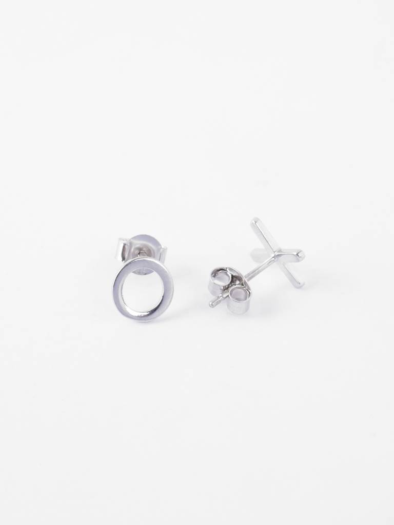 925 Sterling Silver Platinum Plated Xo Geometric Earrings Gift For Women & Girls : CSE44