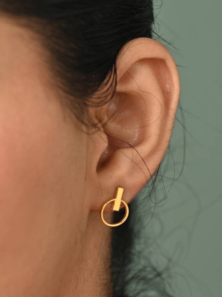925 Sterling Silver Gold Plated Lyla Geometric Earrings Gift For Women & Girls : CSE45