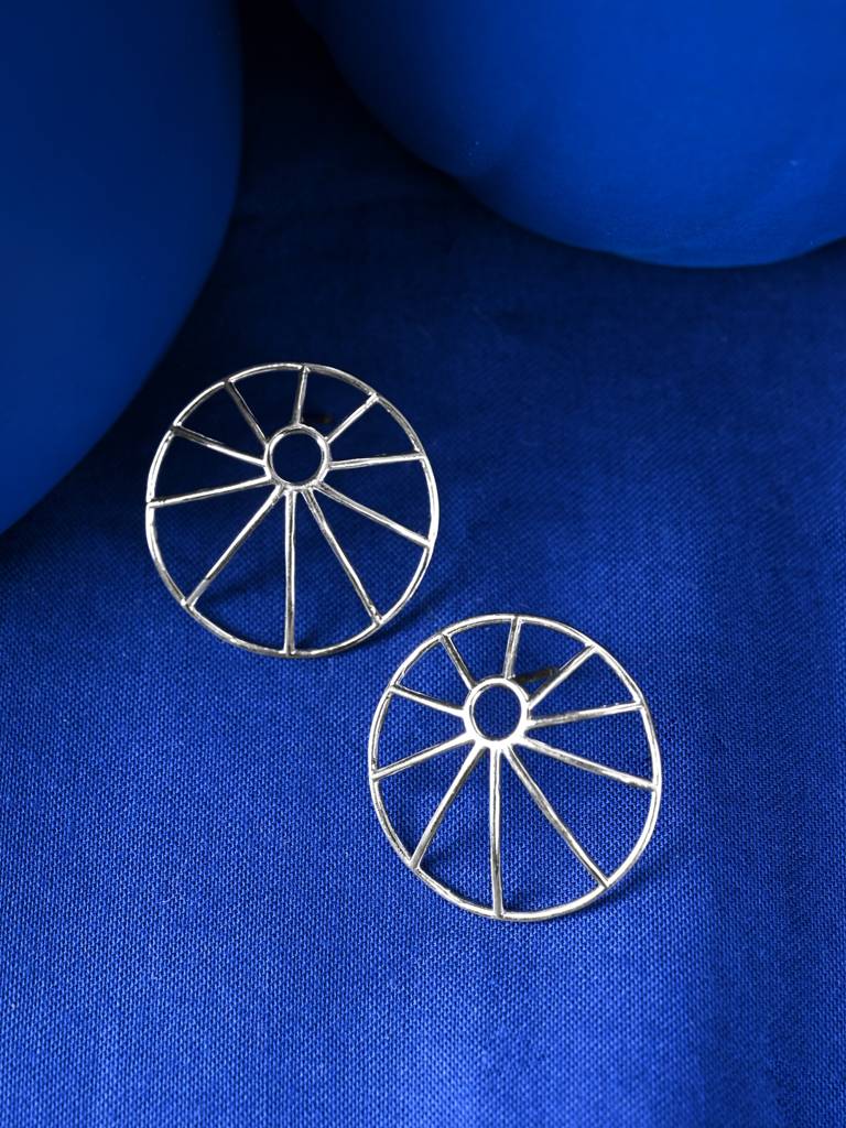 925 Sterling Silver Platinum Plated Esme Geometric Earrings Gift For Women & Girls : CSE48