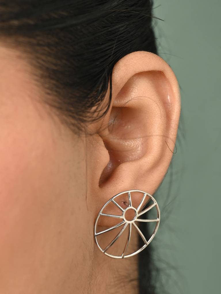 925 Sterling Silver Platinum Plated Esme Geometric Earrings Gift For Women & Girls : CSE48