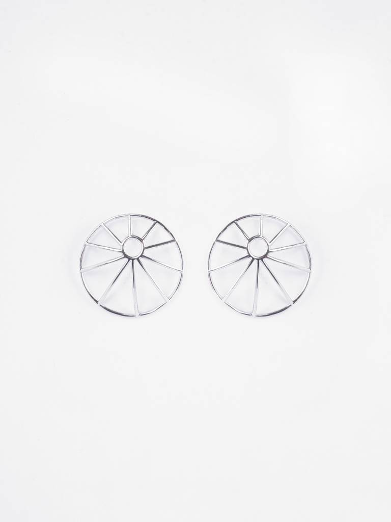 925 Sterling Silver Platinum Plated Esme Geometric Earrings Gift For Women & Girls : CSE48