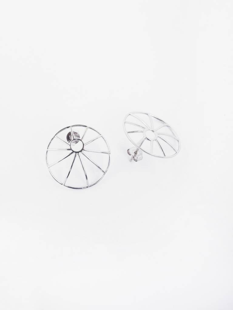 925 Sterling Silver Platinum Plated Esme Geometric Earrings Gift For Women & Girls : CSE48