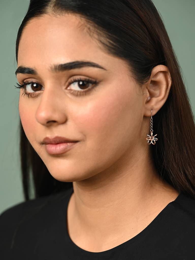 925 Sterling Silver Rose Gold Plated Cora Long Earrings Gift For Women & Girls : CSE50