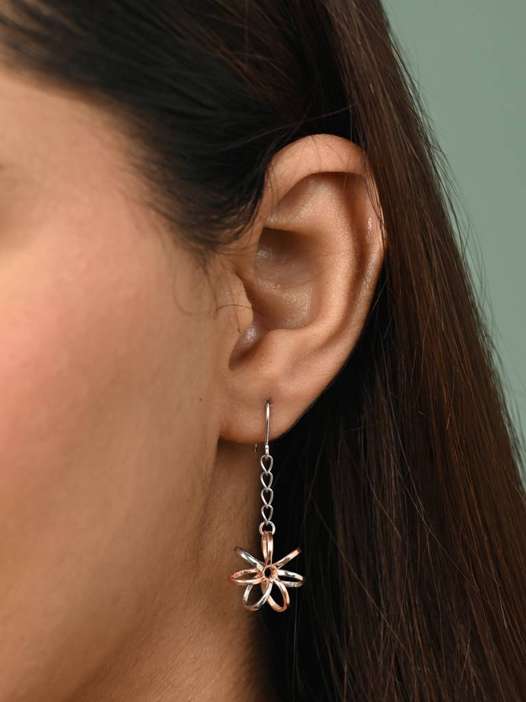 925 Sterling Silver Rose Gold Plated Cora Long Earrings Gift For Women & Girls : CSE50