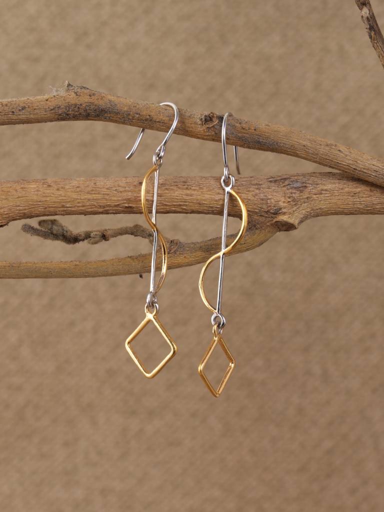 925 Sterling Silver Gold Plated Freya Long Earrings Gift For Women & Girls : CSE52