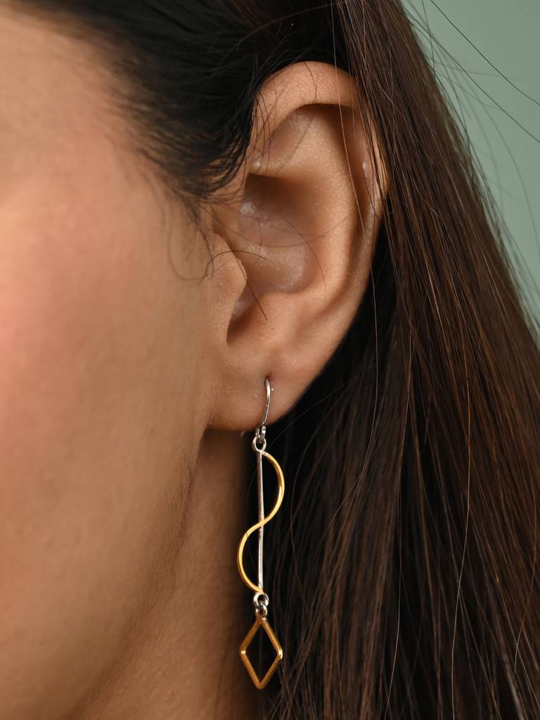 925 Sterling Silver Gold Plated Freya Long Earrings Gift For Women & Girls : CSE52