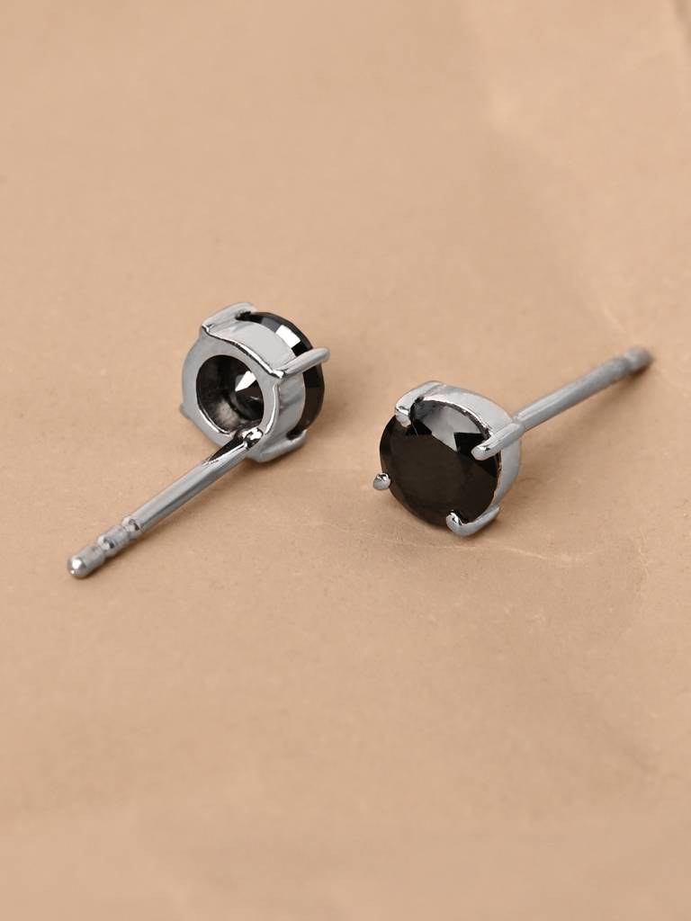 925 Sterling Silver Black Minimal Daily Wear Studs Earrings For Kids & Girls : CSE5_BK