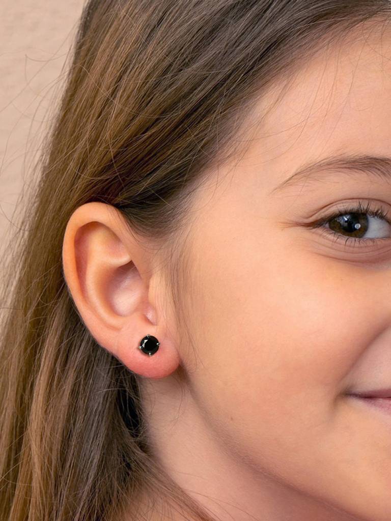 925 Sterling Silver Black Minimal Daily Wear Studs Earrings For Kids & Girls : CSE5_BK