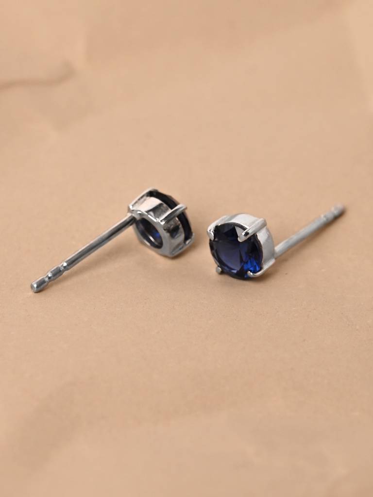 925 Sterling Silver Royal Blue Minimal Daily Wear Studs Earrings For Kids & Girls : CSE5_BS