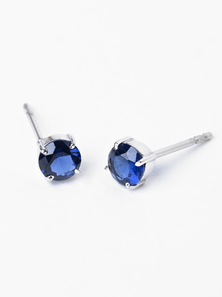 925 Sterling Silver Royal Blue Minimal Daily Wear Studs Earrings For Kids & Girls : CSE5_BS