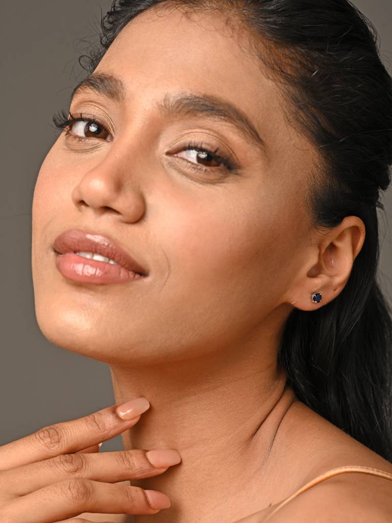 925 Sterling Silver Royal Blue Minimal Daily Wear Studs Earrings For Kids & Girls : CSE5_BS