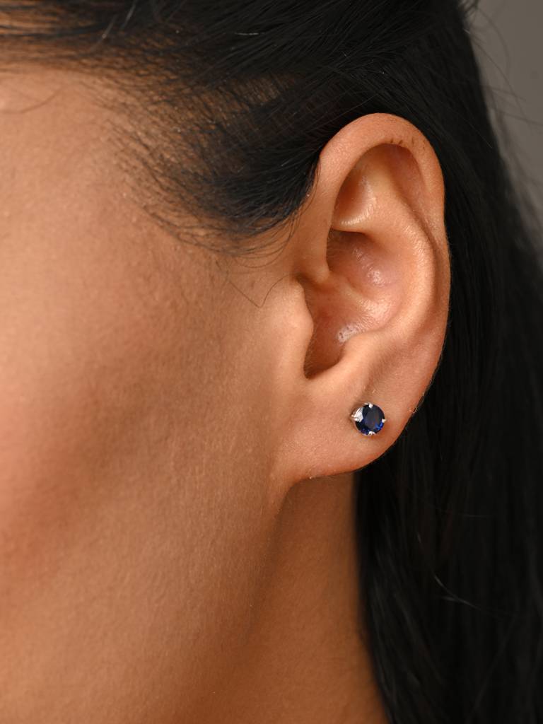 925 Sterling Silver Royal Blue Minimal Daily Wear Studs Earrings For Kids & Girls : CSE5_BS