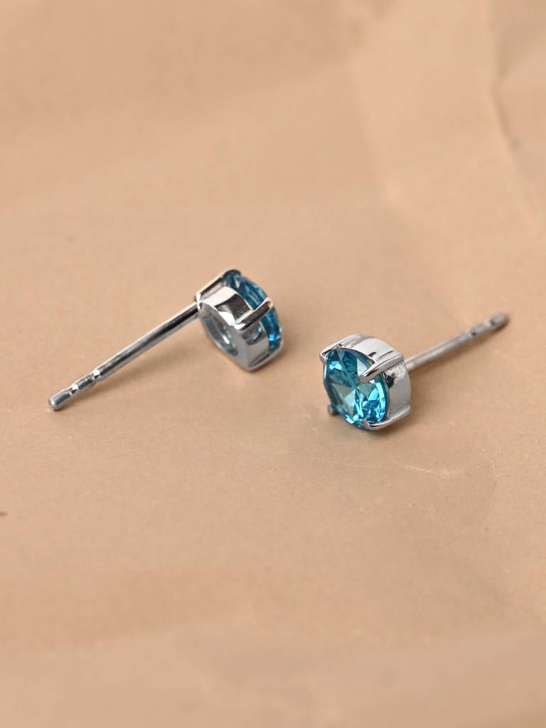 925 Sterling Silver Sky Blue Minimal Daily Wear Studs Earrings For Kids & Girls : CSE5_BT
