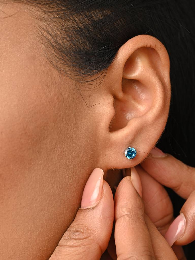925 Sterling Silver Sky Blue Minimal Daily Wear Studs Earrings For Kids & Girls : CSE5_BT