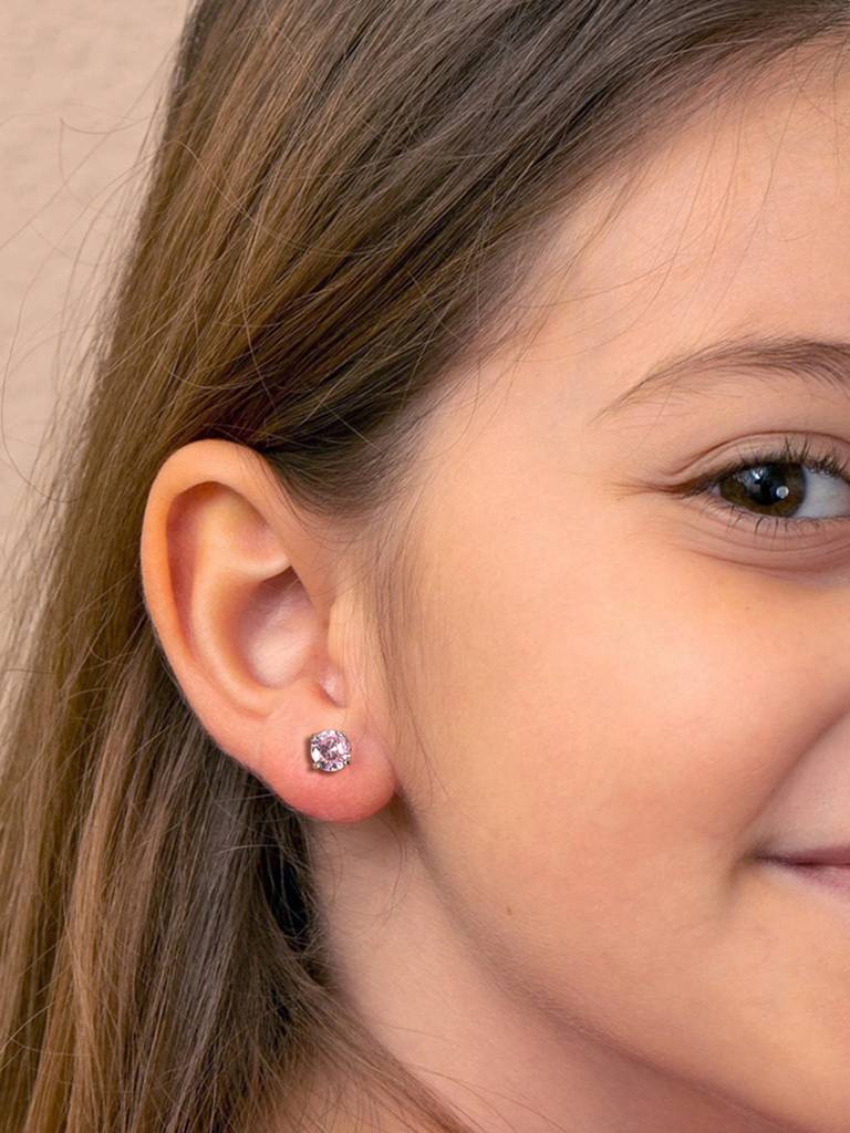 925 Sterling Silver Pink Minimal Daily Wear Studs Earrings For Kids & Girls : CSE5_PK