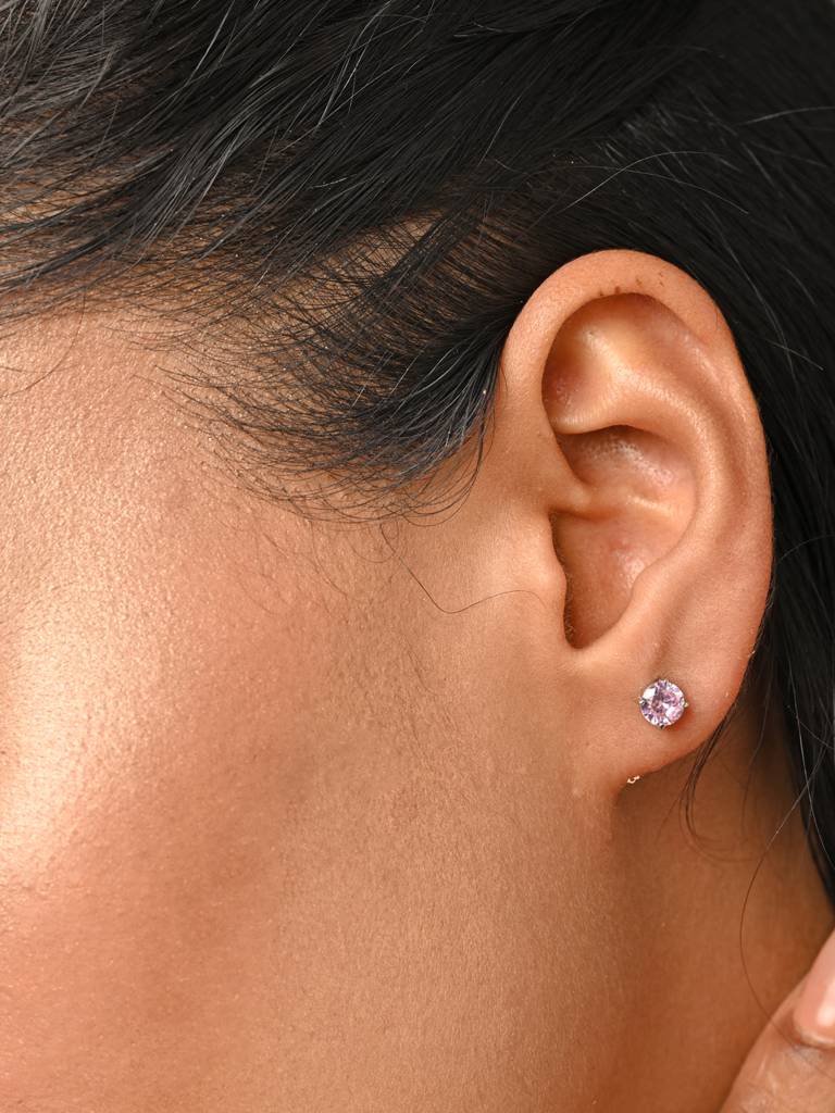 925 Sterling Silver Pink Minimal Daily Wear Studs Earrings For Kids & Girls : CSE5_PK