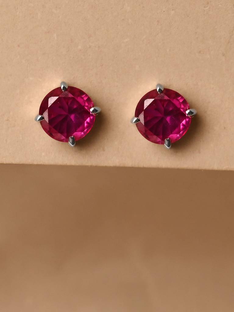 925 Sterling Silver Blood Red Minimal Daily Wear Studs Earrings For Kids & Girls : CSE5_RU
