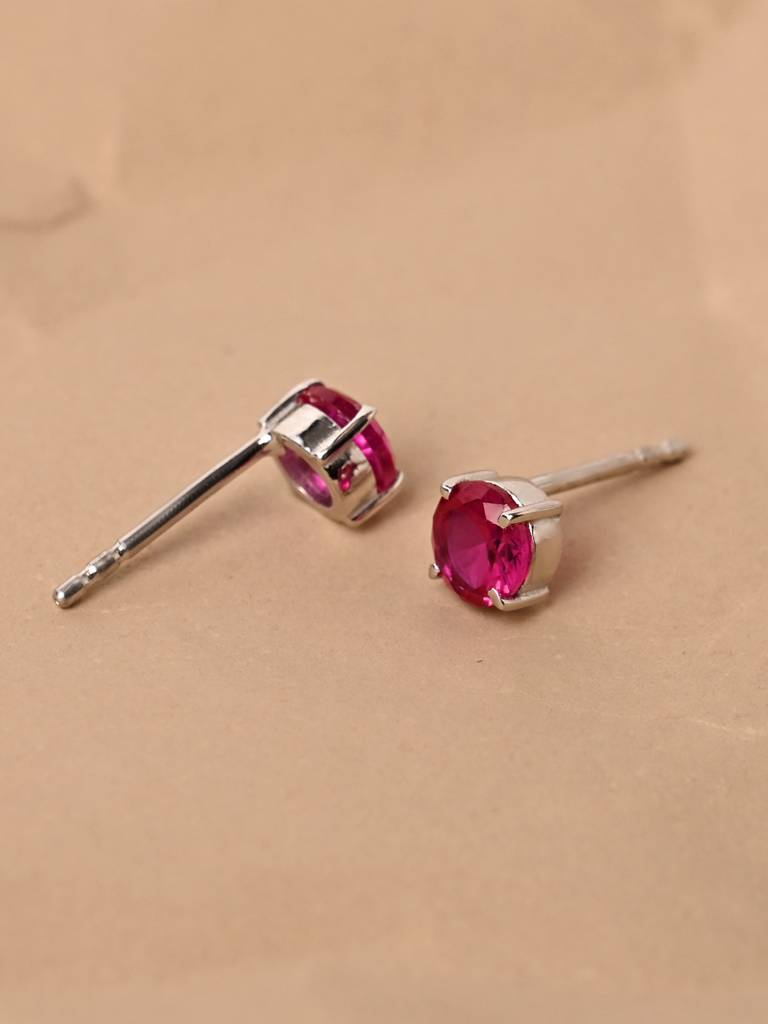 925 Sterling Silver Blood Red Minimal Daily Wear Studs Earrings For Kids & Girls : CSE5_RU