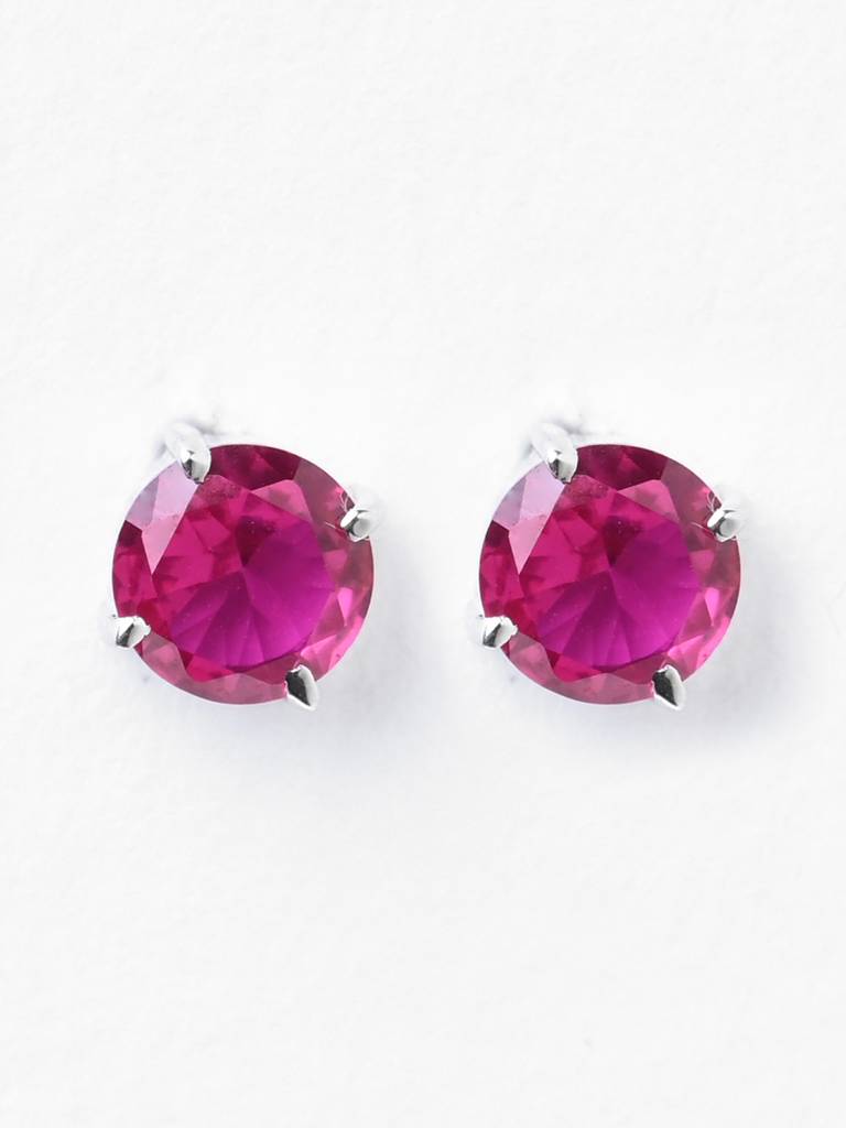 925 Sterling Silver Blood Red Minimal Daily Wear Studs Earrings For Kids & Girls : CSE5_RU