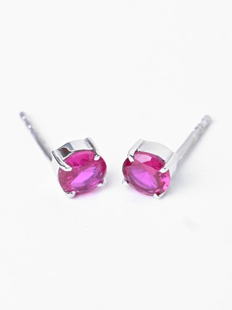 925 Sterling Silver Blood Red Minimal Daily Wear Studs Earrings For Kids & Girls : CSE5_RU