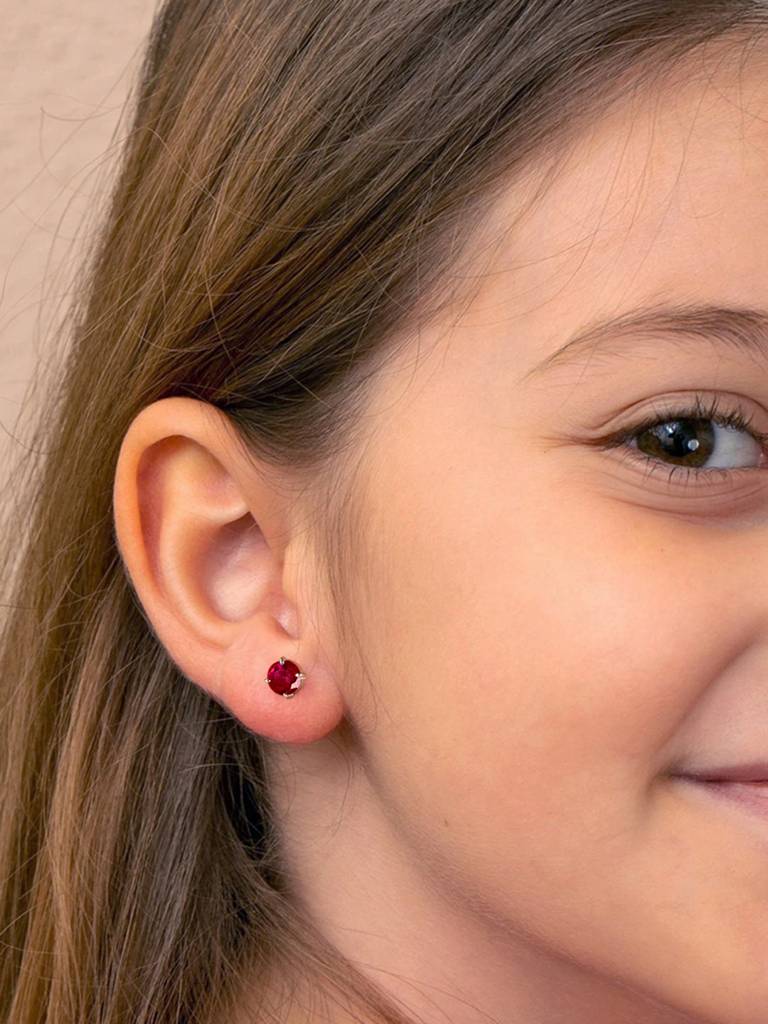 925 Sterling Silver Blood Red Minimal Daily Wear Studs Earrings For Kids & Girls : CSE5_RU