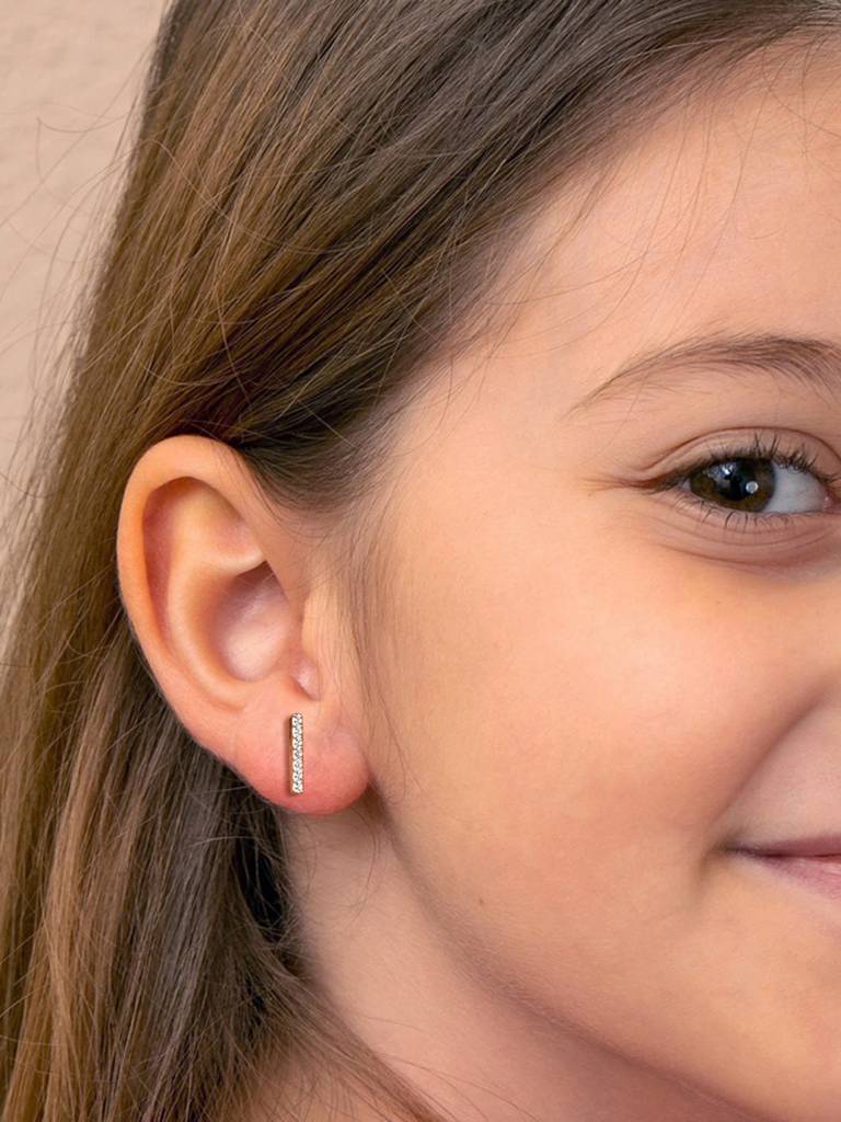 925 Sterling Silver Minimal Daily Wear Bar Studs Earrings For Kids & Girls : CSE8