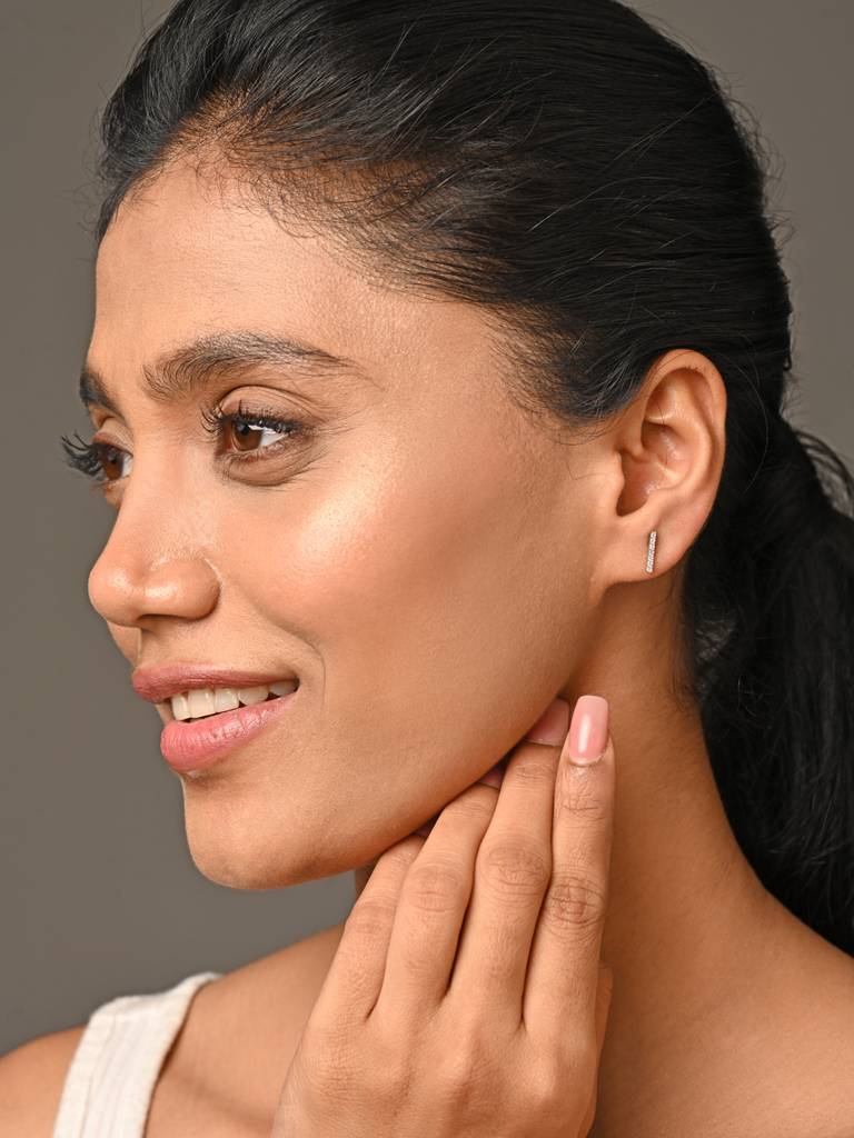 925 Sterling Silver Minimal Daily Wear Bar Studs Earrings For Kids & Girls : CSE8
