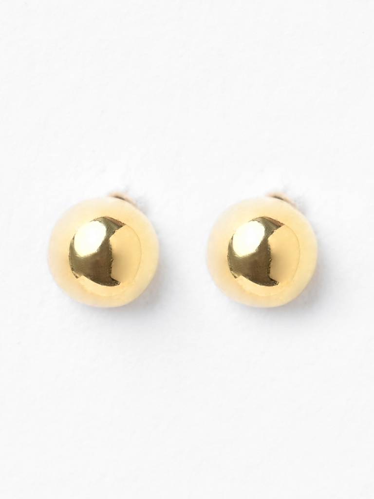925 Sterling Silver Gold Plated Golden Ball Minimal Daily Wear Studs Earrings For Kids & Girls : CSE9