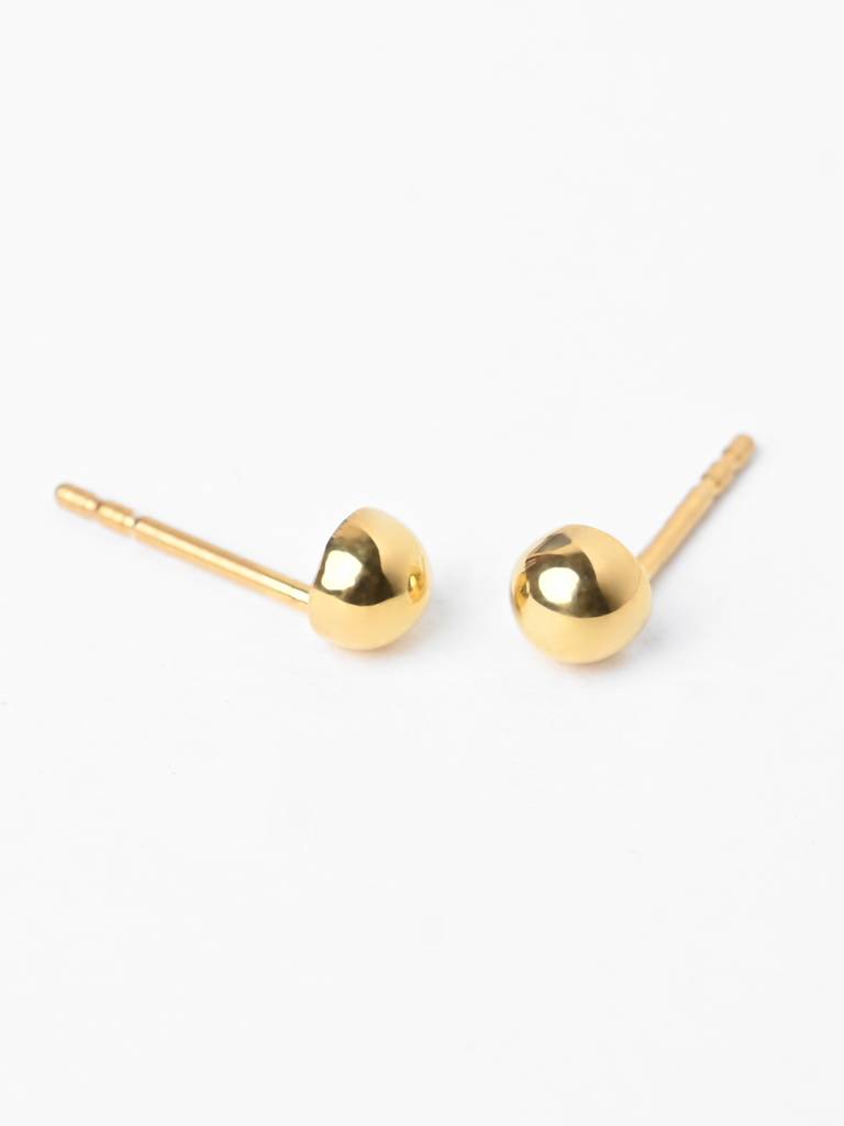 925 Sterling Silver Gold Plated Golden Ball Minimal Daily Wear Studs Earrings For Kids & Girls : CSE9