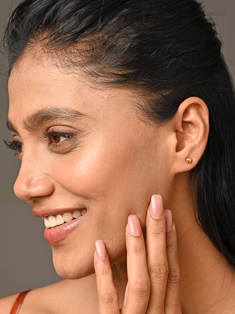 925 Sterling Silver Gold Plated Golden Ball Minimal Daily Wear Studs Earrings For Kids & Girls : CSE9