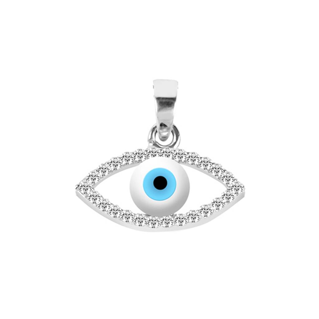 925 Sterling Silver Evil Eye Halo Charm Pendant Without Chain Gift For Women And Girls : CSEEP107_NOCHAIN