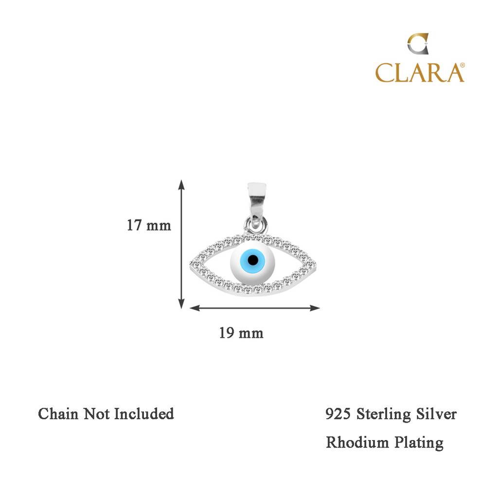 925 Sterling Silver Evil Eye Halo Charm Pendant Without Chain Gift For Women And Girls : CSEEP107_NOCHAIN