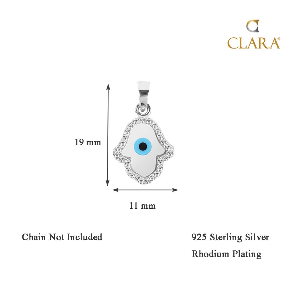 925 Sterling Silver Evil Eye Hamsa Hand Charm Pendant Without Chain Gift For Women And Girls : CSEEP109_NOCHAIN