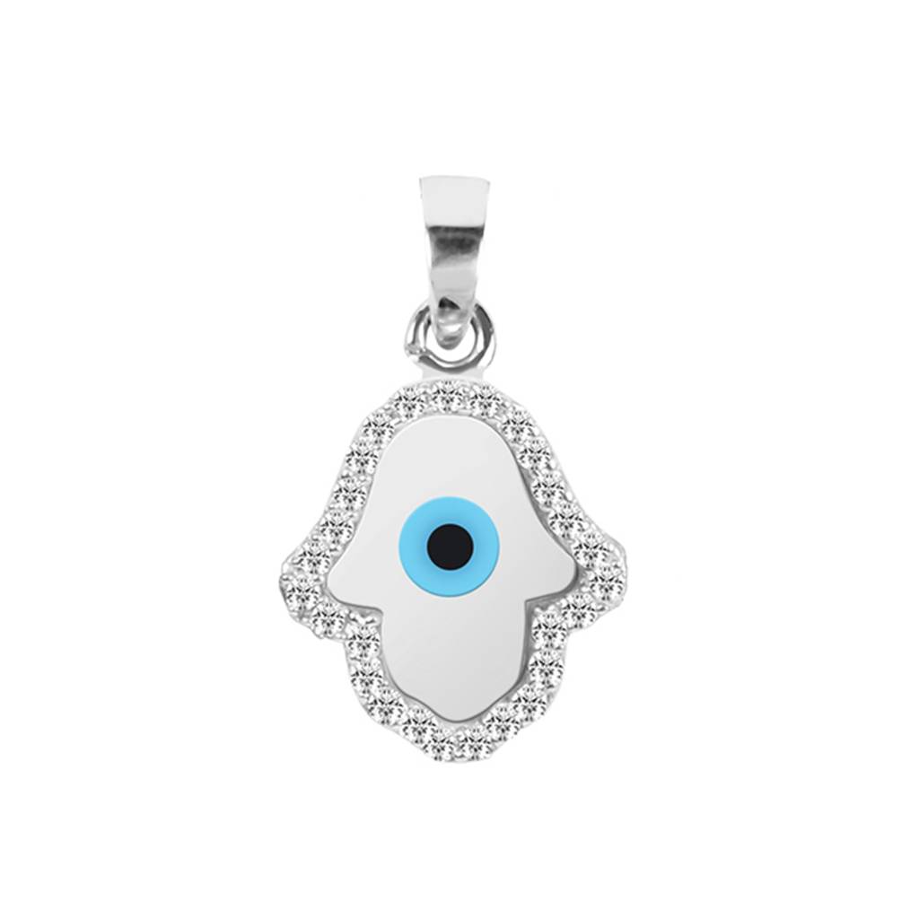 925 Sterling Silver Evil Eye Hamsa Hand Charm Pendant Without Chain Gift For Women And Girls : CSEEP109_NOCHAIN