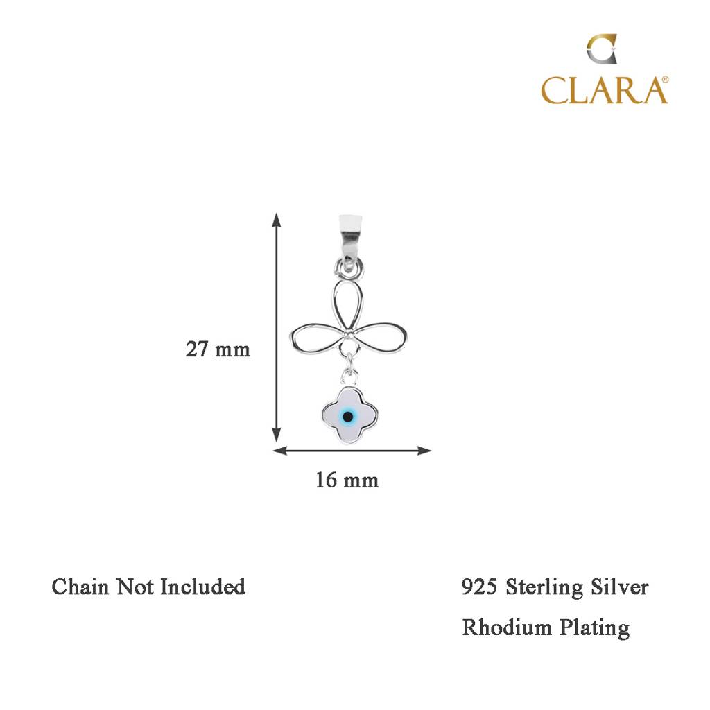 925 Sterling Silver Evil Eye Flower Charm Pendant Without Chain Gift For Women And Girls : CSEEP112_NOCHAIN