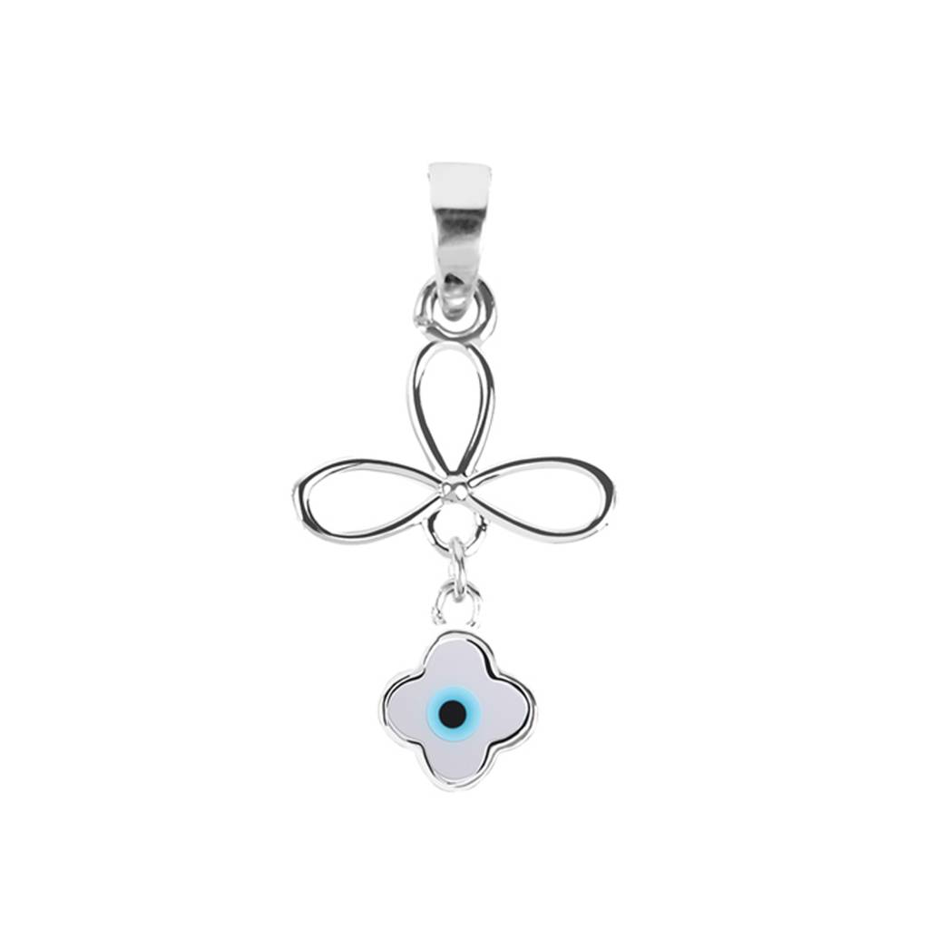 925 Sterling Silver Evil Eye Flower Charm Pendant Without Chain Gift For Women And Girls : CSEEP112_NOCHAIN