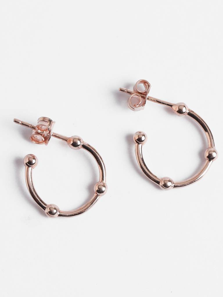 925 Sterling Silver Rose Gold Rhodium Plated Roza Hoop Earrings Gift For Women & Girls : CSHDE33