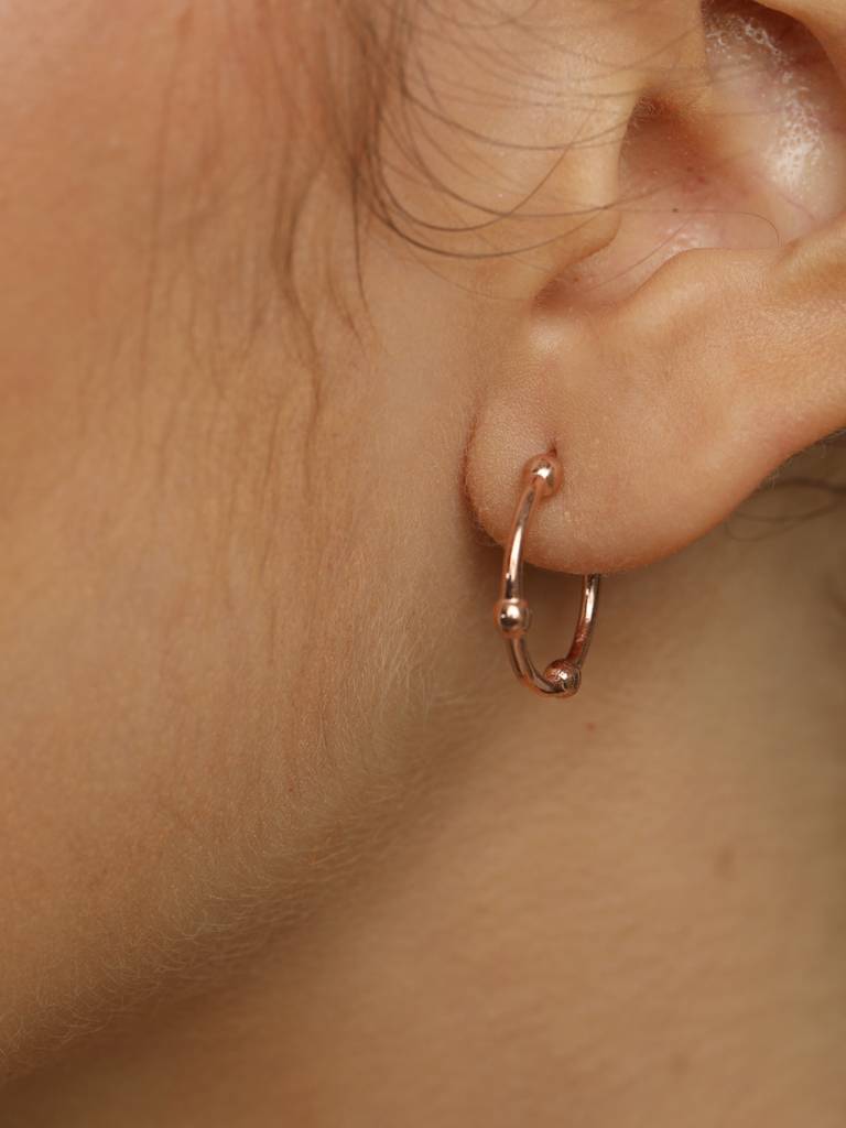925 Sterling Silver Rose Gold Rhodium Plated Roza Hoop Earrings Gift For Women & Girls : CSHDE33