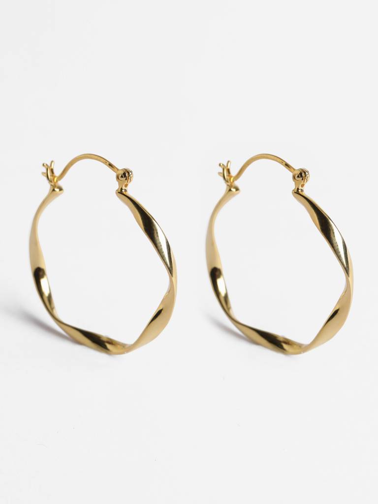 925 Sterling Silver Gold Rhodium Plated Twisted Hoop Earrings Gift For Women & Girls : CSHDE35