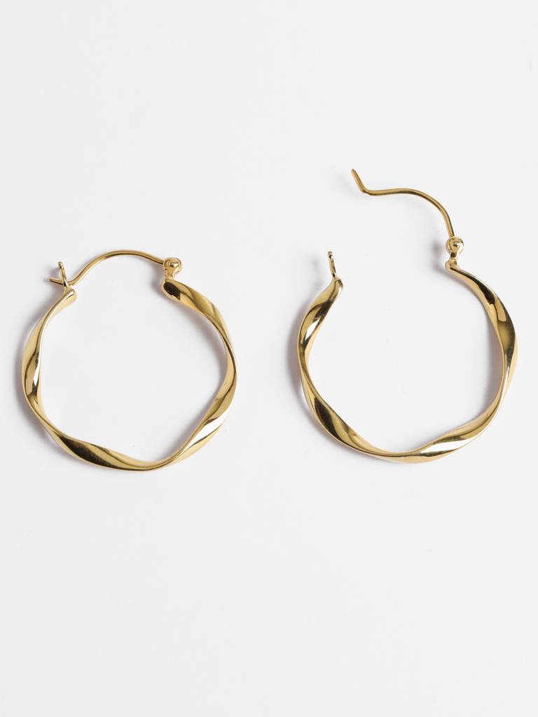 925 Sterling Silver Gold Rhodium Plated Twisted Hoop Earrings Gift For Women & Girls : CSHDE35