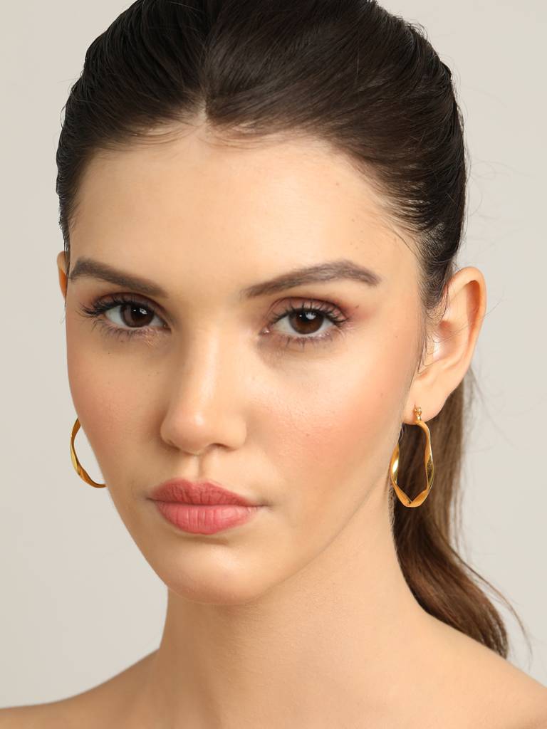 925 Sterling Silver Gold Rhodium Plated Twisted Hoop Earrings Gift For Women & Girls : CSHDE35